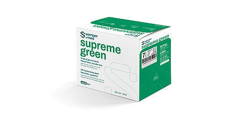 Sempermed Supreme green sterile latex surgical glove dispenser
